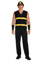 Men's Black Fire Fighter Uniform Costume - US 5063
