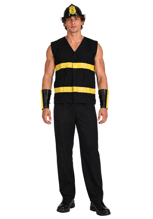 Men's Black Fire Fighter Uniform Costume - US 5063