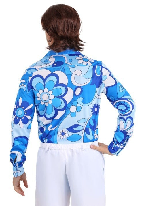 Mens Blue Flower Disco Shirt - US 8530