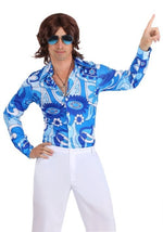 Mens Blue Flower Disco Shirt - US 8530