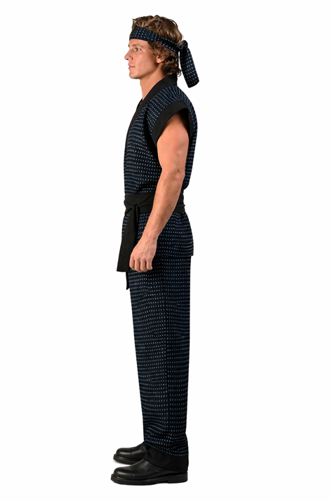 Men's Blue Plaid Samurai Costume - US 3139