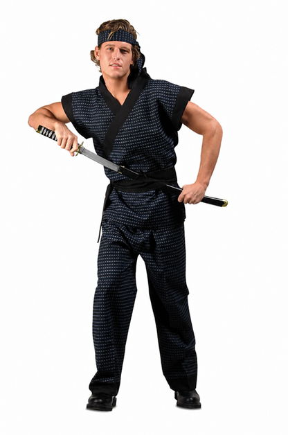 Men's Blue Plaid Samurai Costume - US 3139