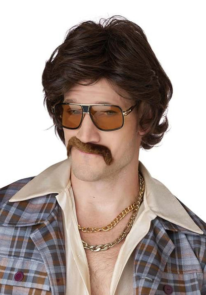 Disco Daddy Costume Wig and Mustache for Men - US 9687