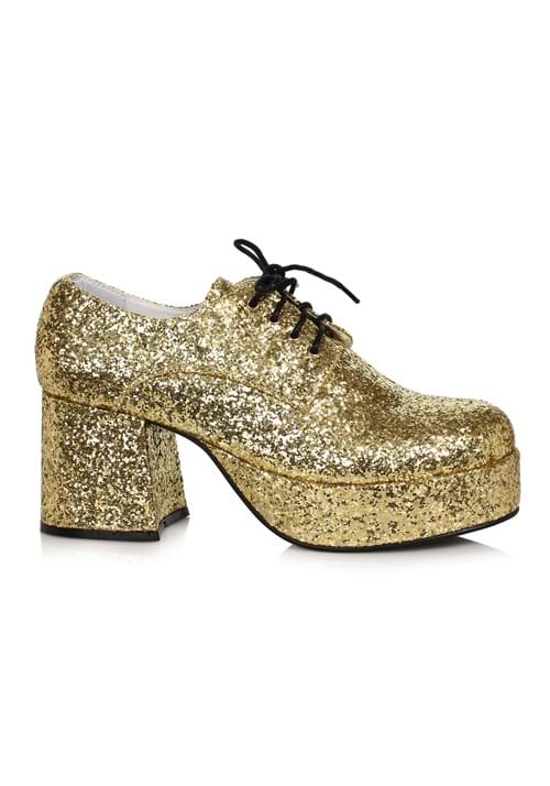 Gold Glitter Platform Shoes for Men - US 4838