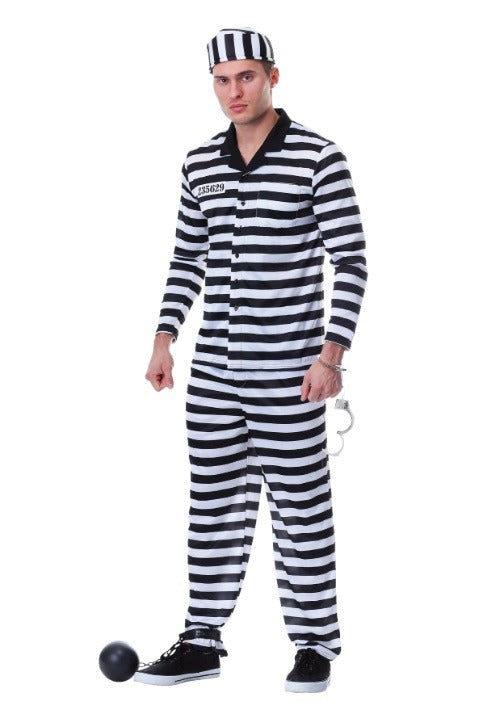 Men's Deluxe Button Down Jailbird Costume - US 6866