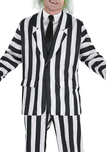 Plus Size Beetlejuice Striped Suit Costume for Men - US 2754