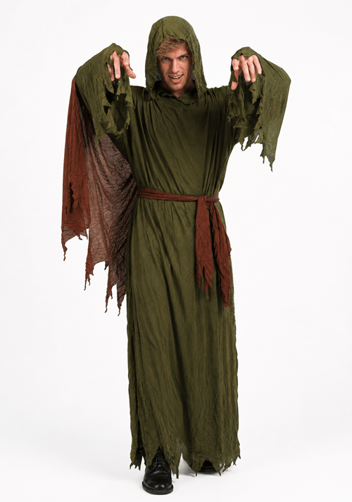 Men's Olive Hooded Spooky Robe Costume - US 7816