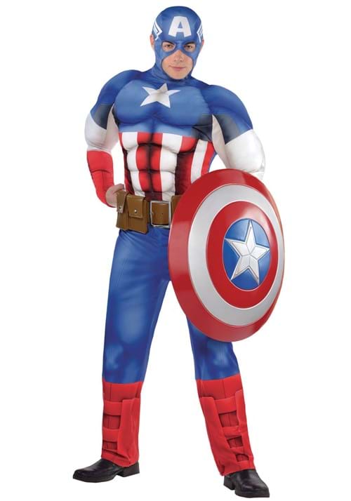 Plus Size Captain America Muscle Costume for Men - US 9445