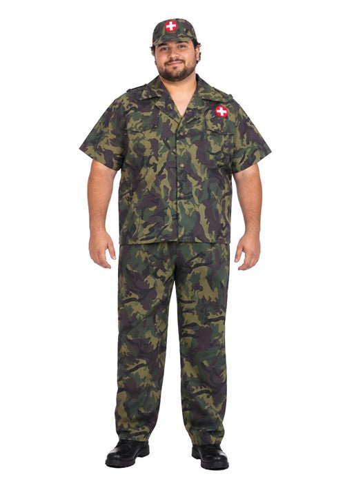 Plus Size Army Doctor Green Costume for Men - US 5436