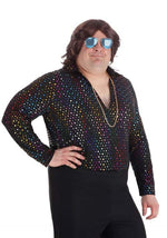 Plus Size Dazzling Disco Costume Shirt for Men - US 7286