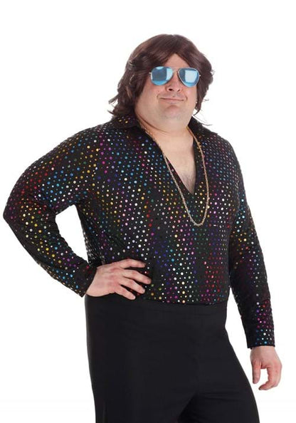 Plus Size Dazzling Disco Costume Shirt for Men - US 7286