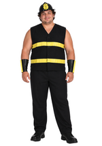 Plus Size Black Fire Fighter Uniform Costume for Men - US 8904