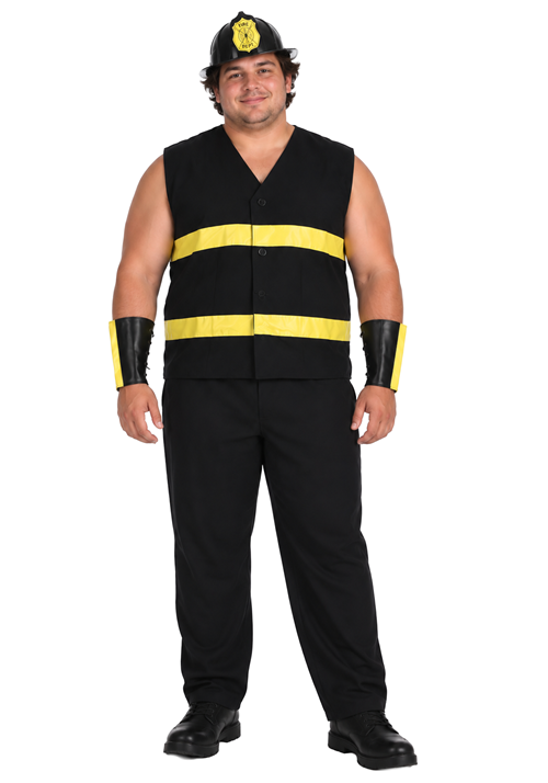 Plus Size Black Fire Fighter Uniform Costume for Men - US 8904