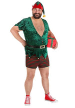 Men's Plus Size Sexy Christmas Elf Costume - US 4688