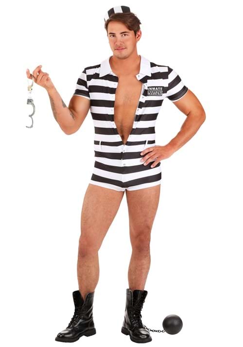 Sexy Men's Striped Prisoner Costume - US 2663