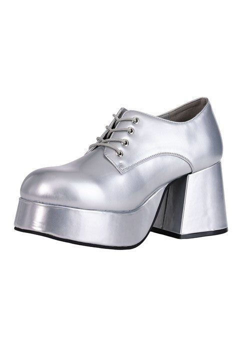 Men's Silver Disco Pimp Costume Shoes - US 6975