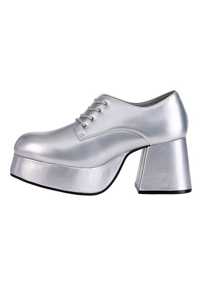 Men's Silver Disco Pimp Costume Shoes - US 6975