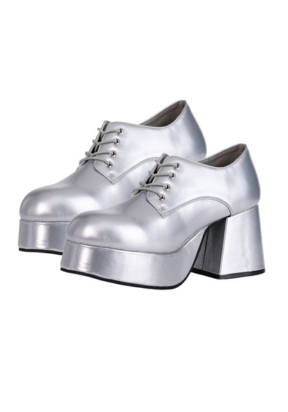 Men's Silver Disco Pimp Costume Shoes - US 6975