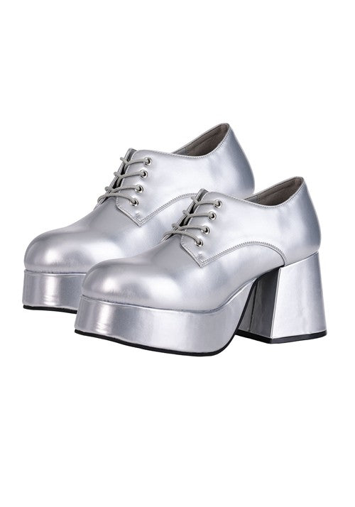 Men's Silver Disco Pimp Costume Shoes - US 6975