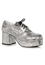 Silver Glitter Platform Shoes for Men - US 2358