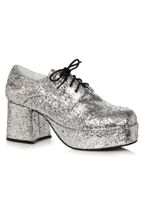 Silver Glitter Platform Shoes for Men - US 2358
