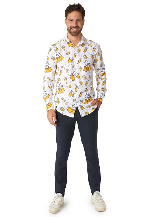 Suitmeister Button Up White Beer Shirt for Men - US 5635