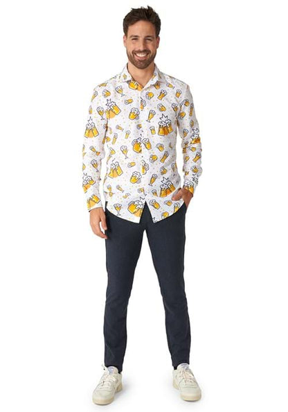 Suitmeister Button Up White Beer Shirt for Men - US 5635