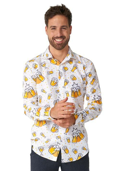 Suitmeister Button Up White Beer Shirt for Men - US 5635
