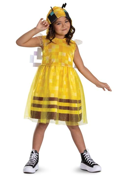 Minecraft Bee Girl's Hooded Costume Dress - US 7298