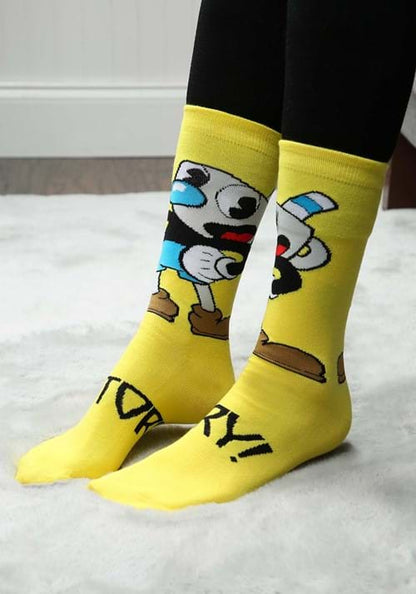 Cuphead Mugman Victory! Crew Socks - US 7242