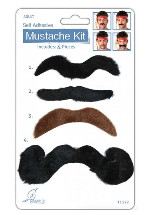 4 Pc Fake Mustache Kit - US 0054
