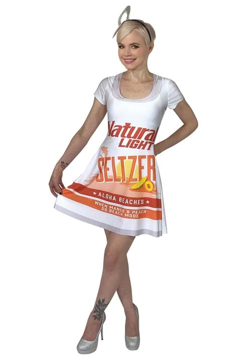 Natural Light Aloha Beaches Seltzer Skater Dress Costume - US 0829