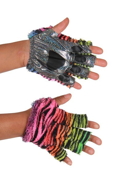Tiger Neon Rainbow Fingerless Paws - US 4887