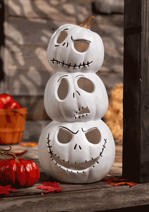18-Inch Nightmare Before Christmas Jack Skellington Stacked Light Up Pumpkins Decoration - US 2009