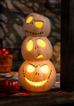 18-Inch Nightmare Before Christmas Jack Skellington Stacked Light Up Pumpkins Decoration - US 2009