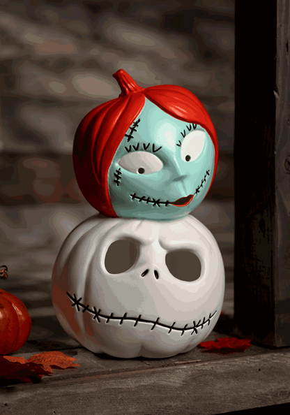 12-Inch Disney Jack and Sally Light Up Pumpkin Stack Decoration - US 2847