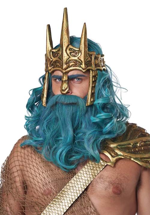 Teal Ocean King Wig and Beard Set - US 5746