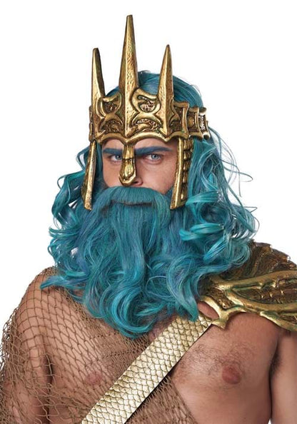 Teal Ocean King Wig and Beard Set - US 5746