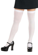 Women's Opaque White Thigh High Stockings - US 6043