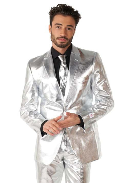 Shiny Silver Men's Opposuits suit - US 0124