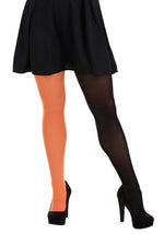 Women's Orange and Black Split Color Costume Tights - US 2427