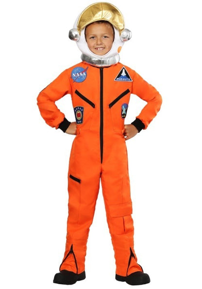 Orange Astronaut Jumpsuit Kid's Costume - US 9049