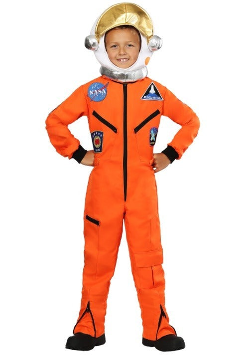Orange Astronaut Jumpsuit Kid's Costume - US 9049