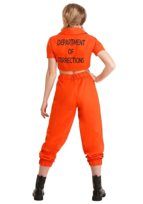 Women's Orange Inmate Prisoner Costume - US 6379
