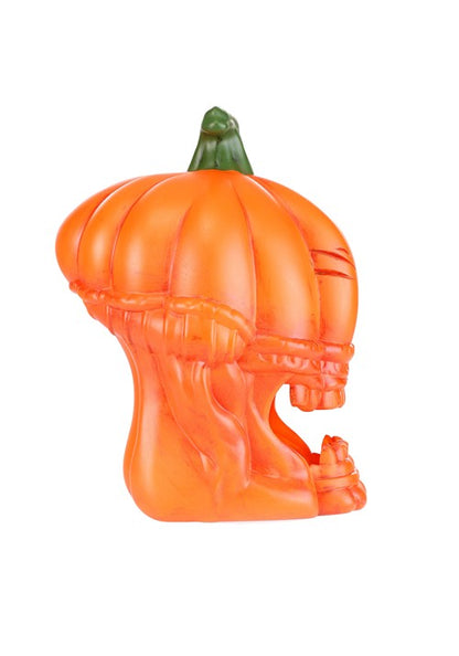 10-Inch Orange Light Up Pumpkin Alien Halloween Decoration - US 3581