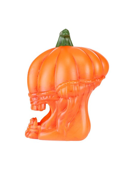 10-Inch Orange Light Up Pumpkin Alien Halloween Decoration - US 3581