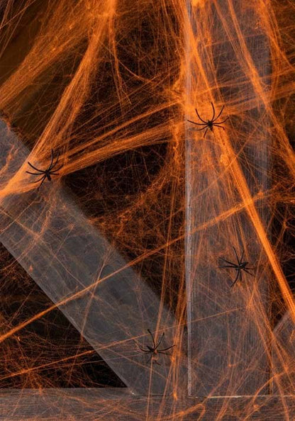 200 Square FT Orange Spider Web Halloween Decoration - US 2404