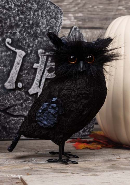 9-Inch Black Owl Prop Decoration - US 9793