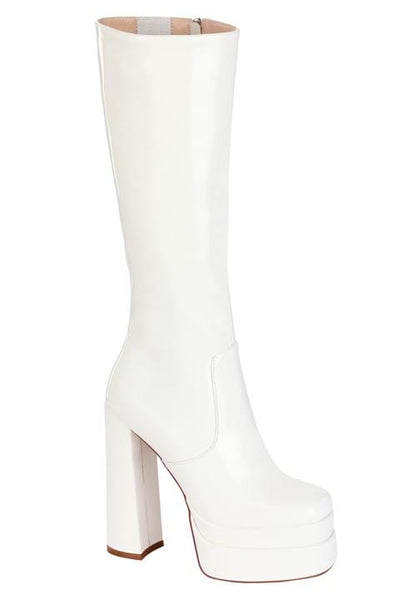 White Patent Platform Gogo Boots for Adults - US 8065