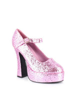 Pink Glitter Mary Jane Platform Shoes for Women - US 4081